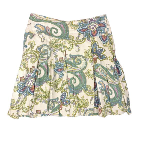 IZOD Y2K Women's 8 Jacobian Paisley 100% Rayon Twill Pleated Short Tennis Skirt - Picture 1 of 4
